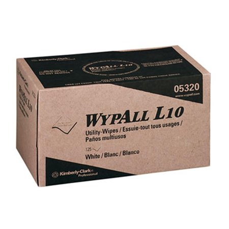 KIMBERLY-CLARK Kimberly-Clark 05320 WYPALL L10 Utility Wipers; 9 x 10.5; POP-UP Box; White; 125-Box; 18-Carton 5320